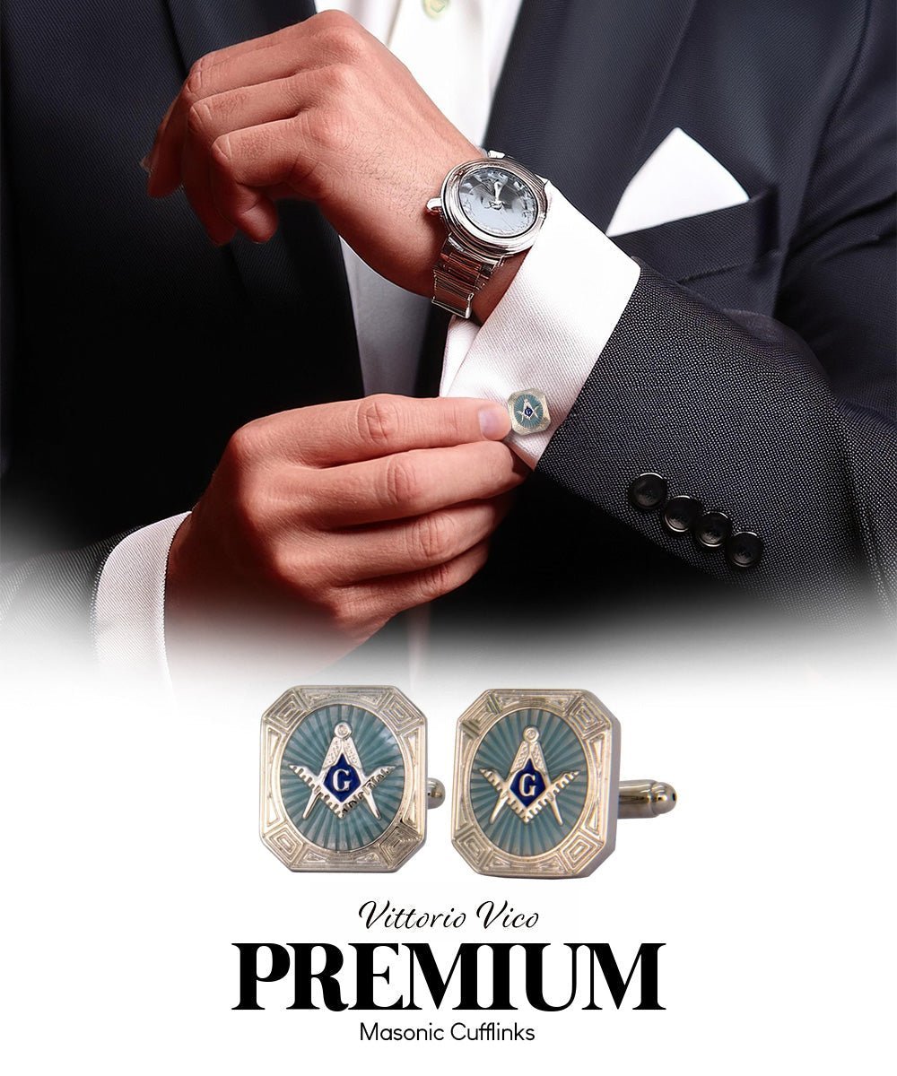 Masonic Themed Cufflinks in a Box by Vittorio Vico (CL39XX) (cl - 3910) for Independent Retail Stores by Dubal Brothers