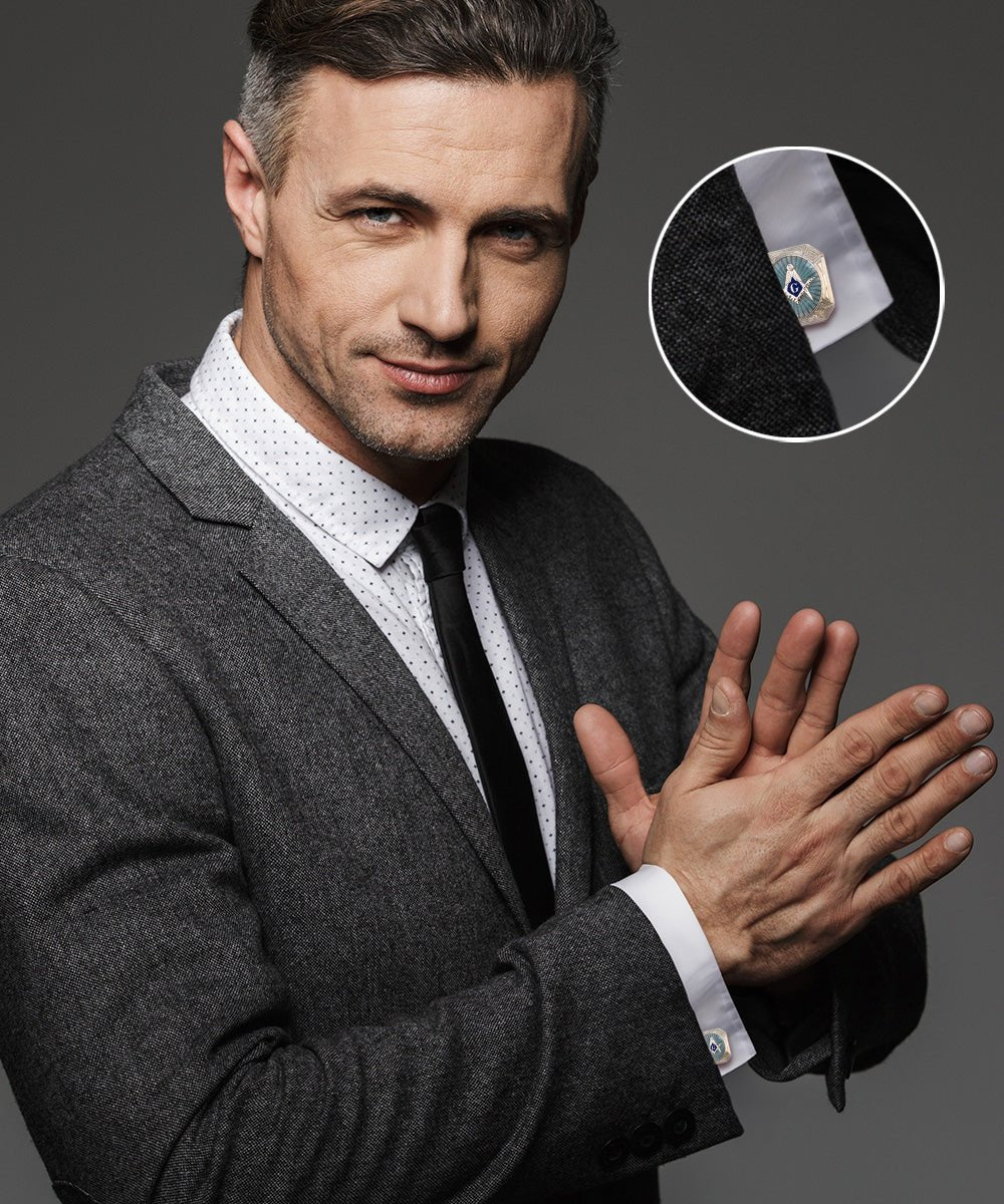 Masonic Themed Cufflinks in a Box by Vittorio Vico (CL39XX) (cl - 3910) for Independent Retail Stores by Dubal Brothers