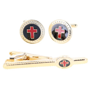 Red Cross in Black Background and Gold Finish