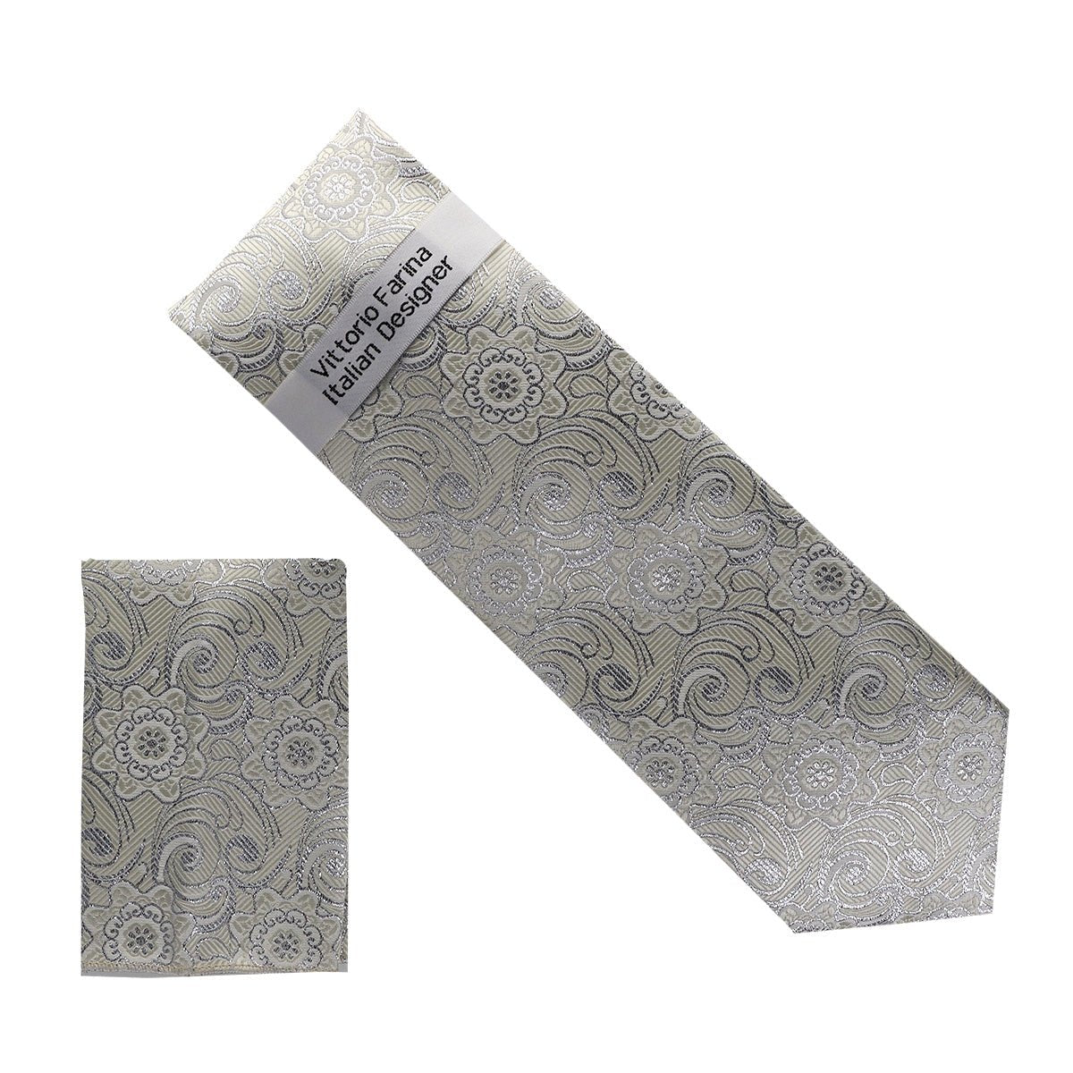 Metallic Design Necktie & Pocket Square by Vittorio Farina (NH - M_34) for Independent Retail Stores by Dubal Brothers