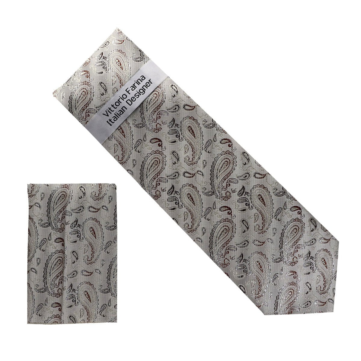 Metallic Design Necktie & Pocket Square by Vittorio Farina (NH - M_38) for Independent Retail Stores by Dubal Brothers