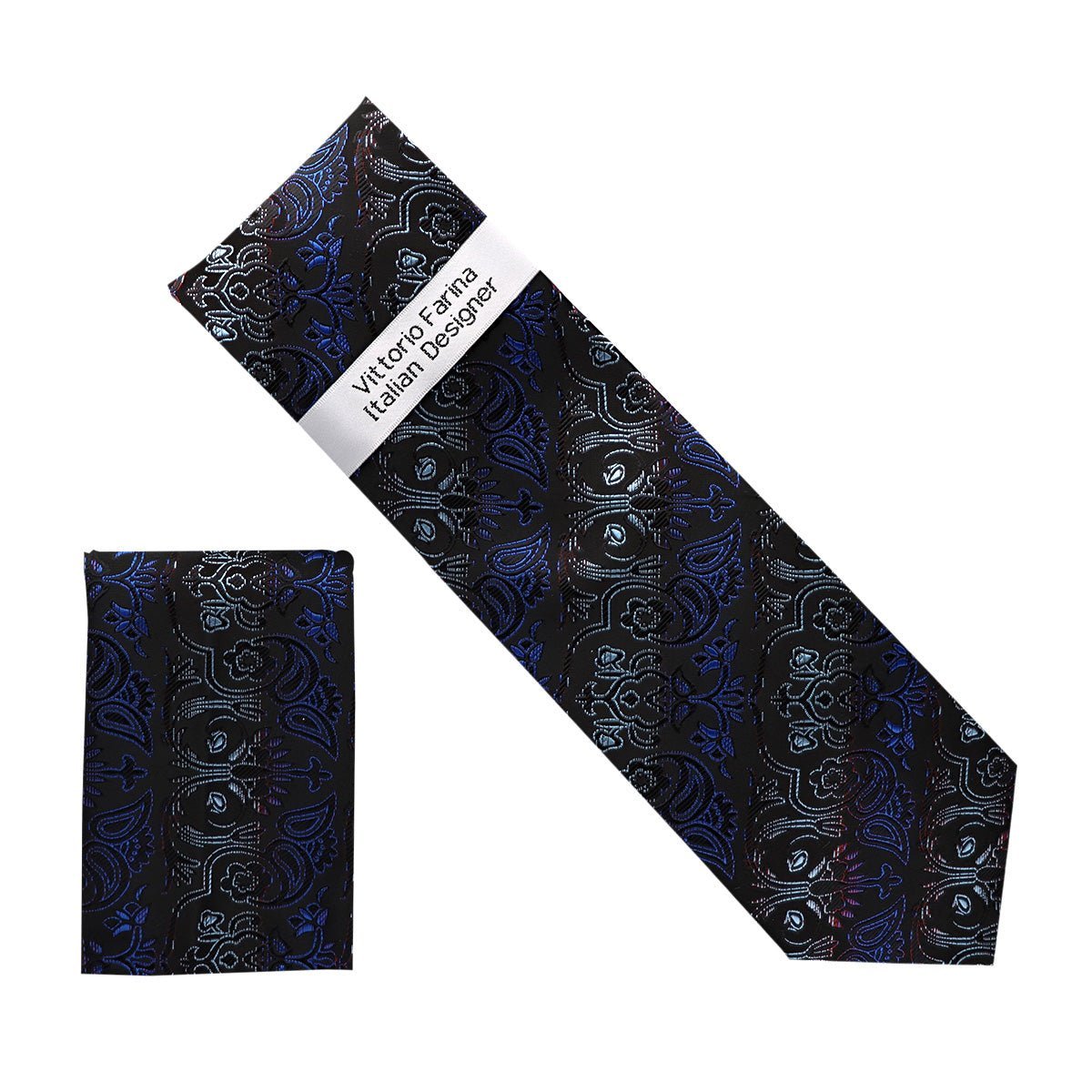 Metallic Design Necktie & Pocket Square by Vittorio Farina (NH - M_43) for Independent Retail Stores by Dubal Brothers