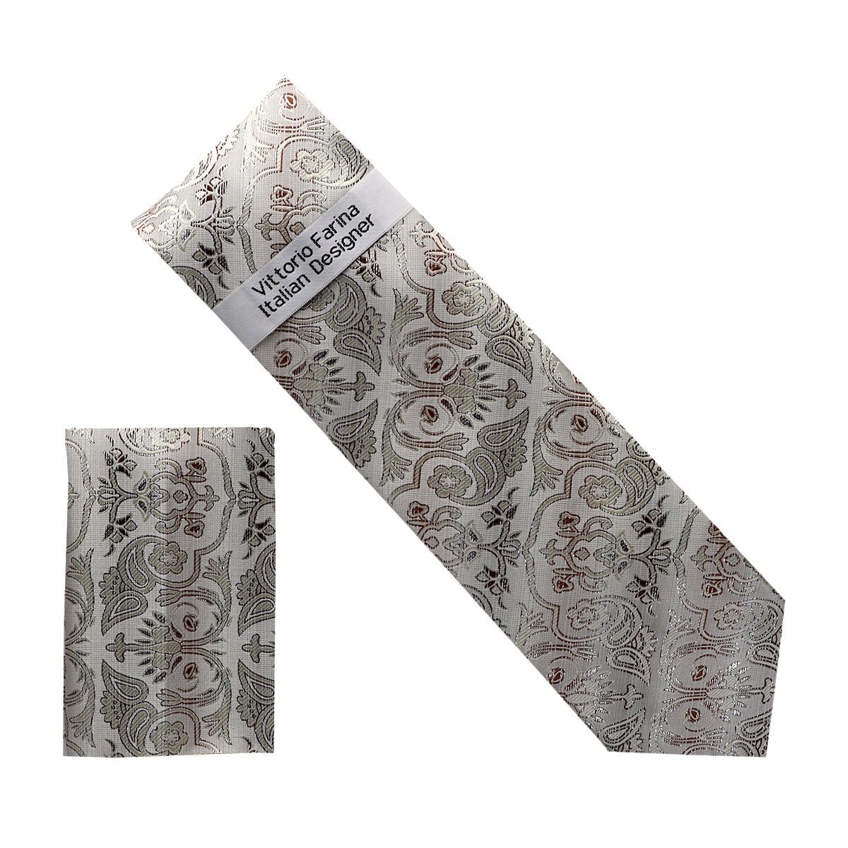 Metallic Design Necktie & Pocket Square by Vittorio Farina (NH - M_44) for Independent Retail Stores by Dubal Brothers