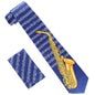 Musical Design Necktie and Pocket Square by Vittorio Farina (NH - MUS_SAXOPHONE_NAVY) for Independent Retail Stores by Dubal Brothers