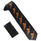 Musical Design Necktie and Pocket Square by Vittorio Farina (NH - MUS_TROMBONE_BLACK - GOLD) for Independent Retail Stores by Dubal Brothers
