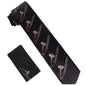 Musical Design Necktie and Pocket Square by Vittorio Farina (NH - MUS_TROMBONE_BLACK - TAUPE) for Independent Retail Stores by Dubal Brothers