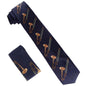 Musical Design Necktie and Pocket Square by Vittorio Farina (NH - MUS_TROMBONE_NAVY) for Independent Retail Stores by Dubal Brothers
