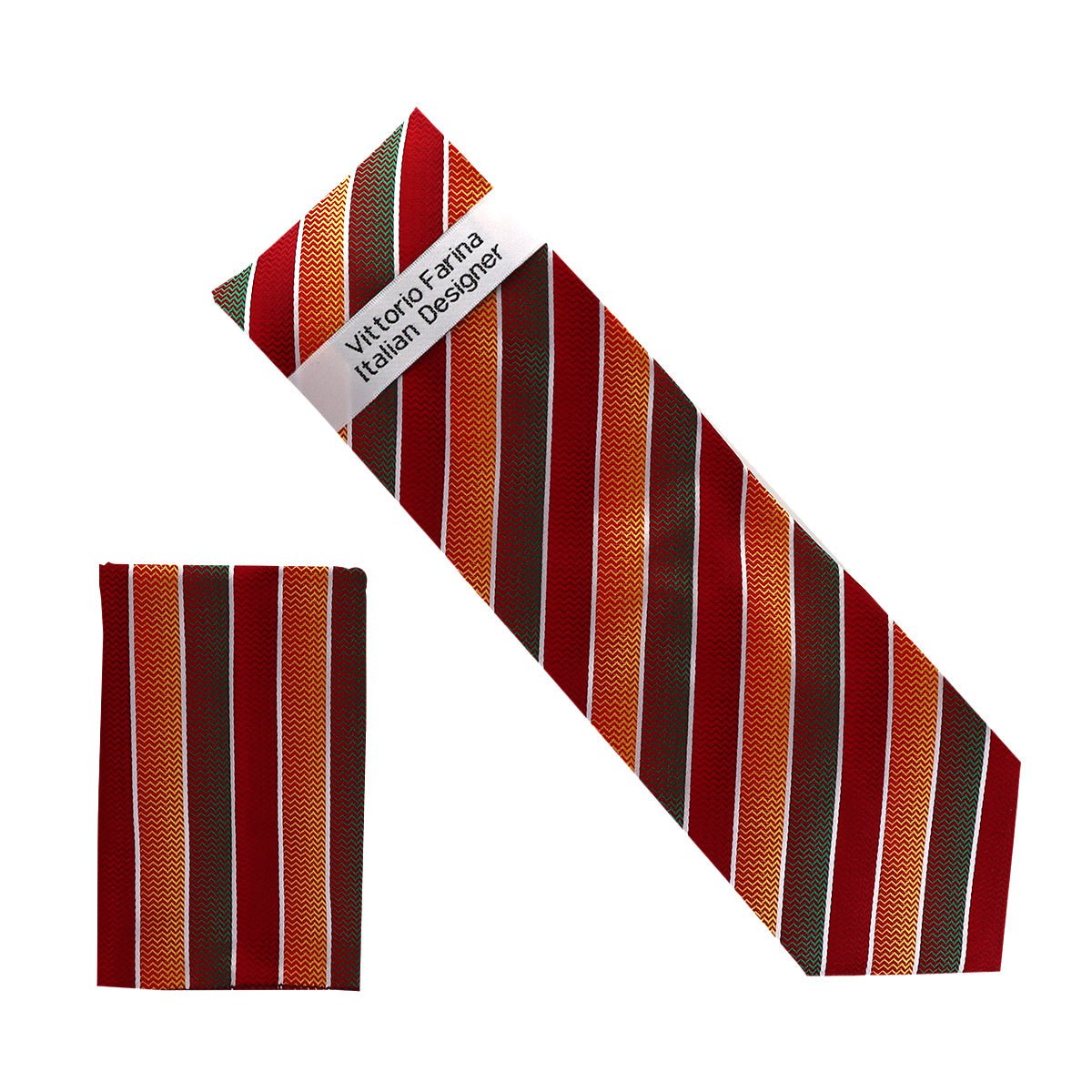 Vittorio Farina Men's Geometric Design Necktie & Pocket Square - NH - D_1436 - Classy Cufflinks