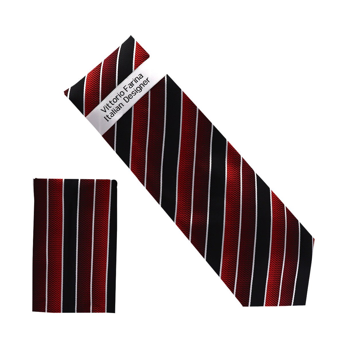 Vittorio Farina Men's Geometric Design Necktie & Pocket Square - NH - D_1438 - Classy Cufflinks