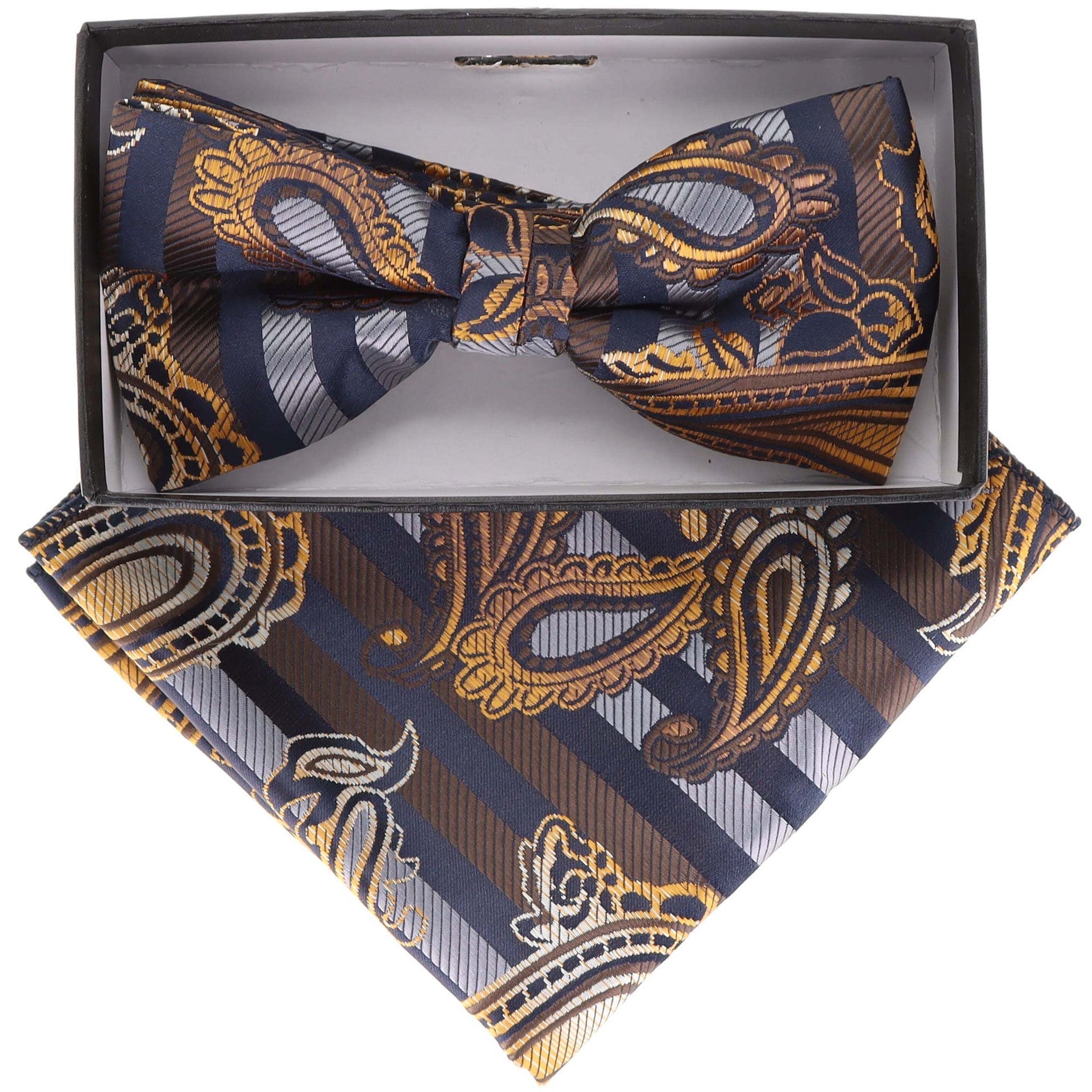 Paisley Design Bow Tie & Pocket Square by Vittorio Farina (BH - D - 21122) for Independent Retail Stores by Dubal Brothers