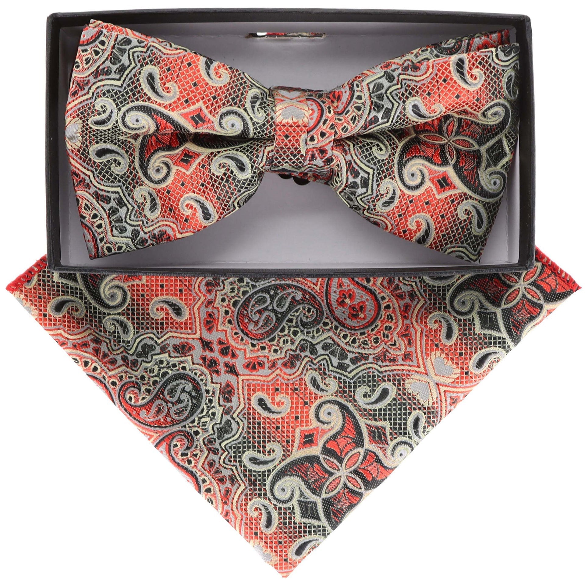 Paisley Design Bow Tie & Pocket Square by Vittorio Farina (BH - D - 21166) for Independent Retail Stores by Dubal Brothers