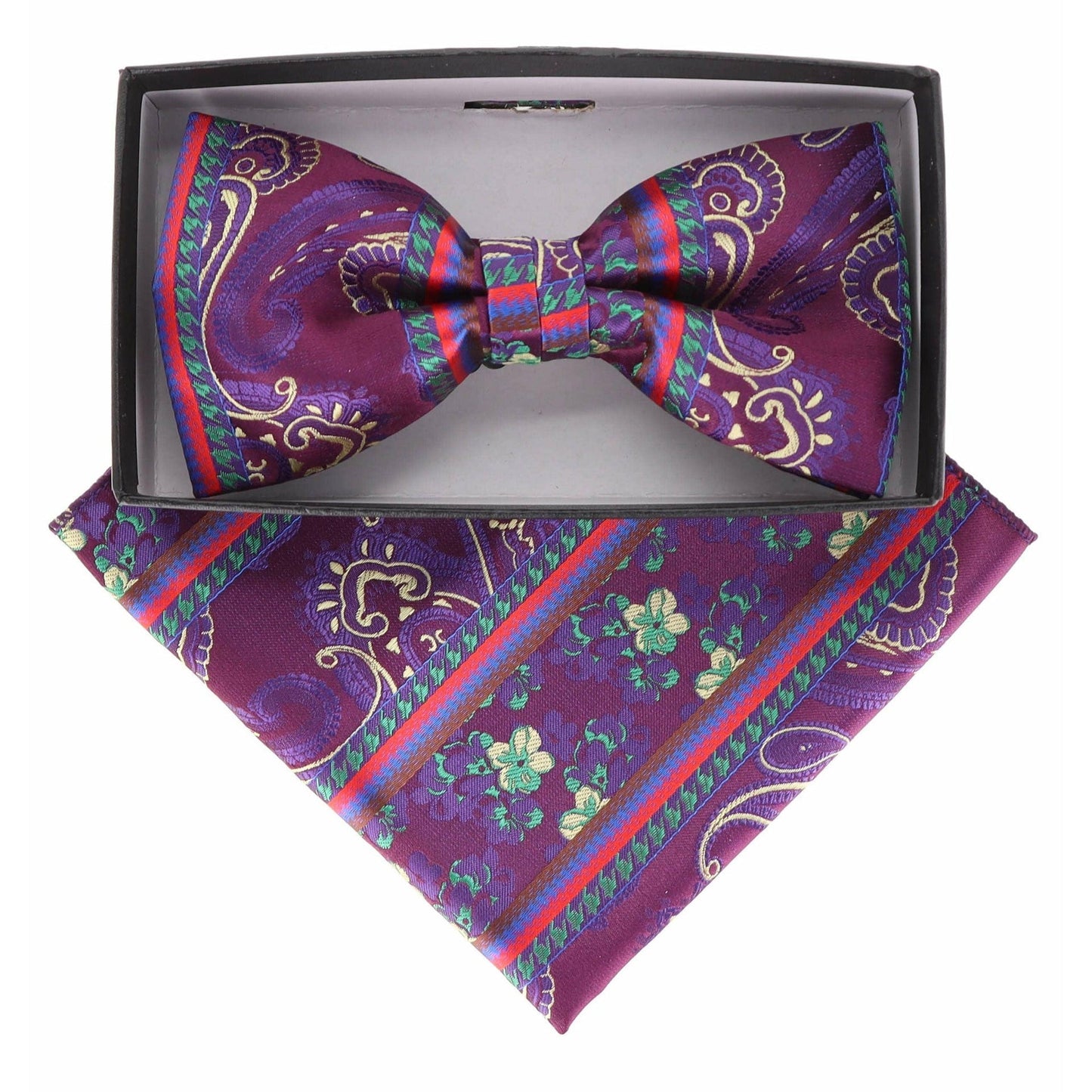 Paisley Design Bow Tie & Pocket Square by Vittorio Farina (BH - D - 21166) for Independent Retail Stores by Dubal Brothers