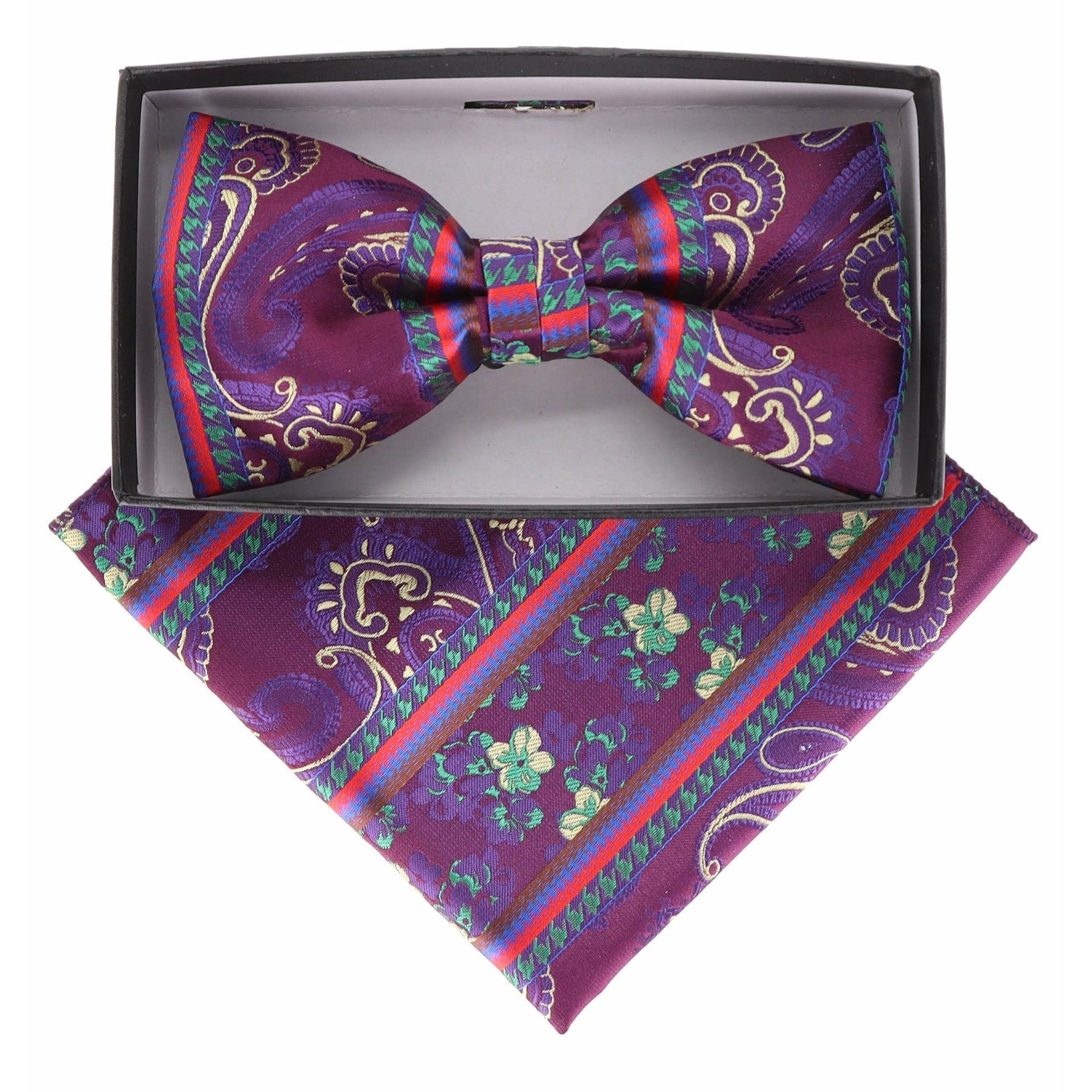 Paisley Design Bow Tie & Pocket Square by Vittorio Farina (BH - D - 21166) for Independent Retail Stores by Dubal Brothers