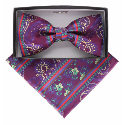 Paisley Design Bow Tie & Pocket Square by Vittorio Farina (BH - D - 21166) for Independent Retail Stores by Dubal Brothers