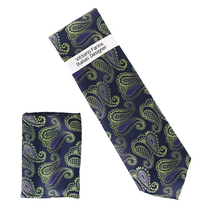 Paisley Design Necktie & Pocket Square by Vittorio Farina (NH-D-1310) for Independent Retail Stores by Dubal Brothers