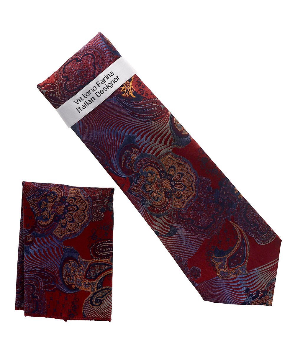 Paisley Design Necktie & Pocket Square by Vittorio Farina (NH-D_1460) for Independent Retail Stores by Dubal Brothers