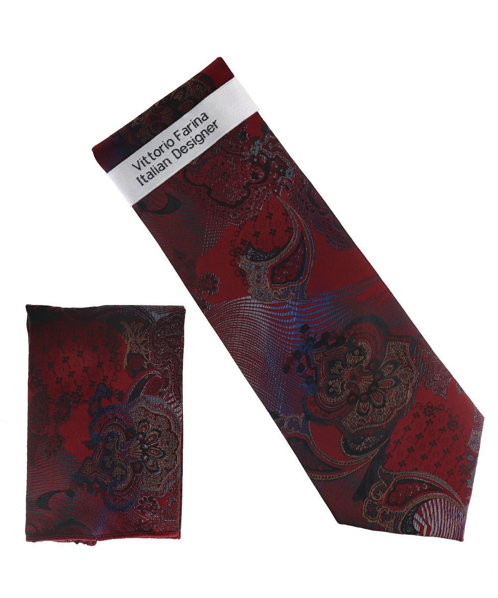 Paisley Design Necktie & Pocket Square by Vittorio Farina (NH-D_1463) for Independent Retail Stores by Dubal Brothers