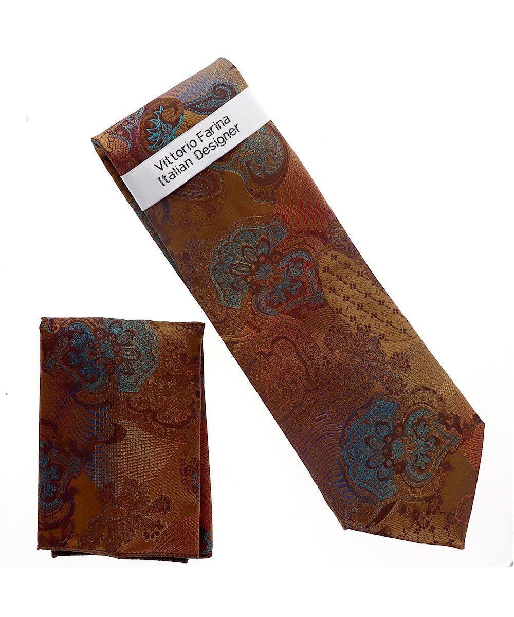 Paisley Design Necktie & Pocket Square by Vittorio Farina (NH-D_1465) for Independent Retail Stores by Dubal Brothers