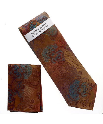 Paisley Design Necktie & Pocket Square by Vittorio Farina (NH-D_1465) for Independent Retail Stores by Dubal Brothers