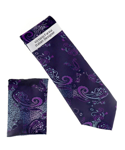 Paisley Design Necktie & Pocket Square by Vittorio Farina (NH-D_1466) for Independent Retail Stores by Dubal Brothers