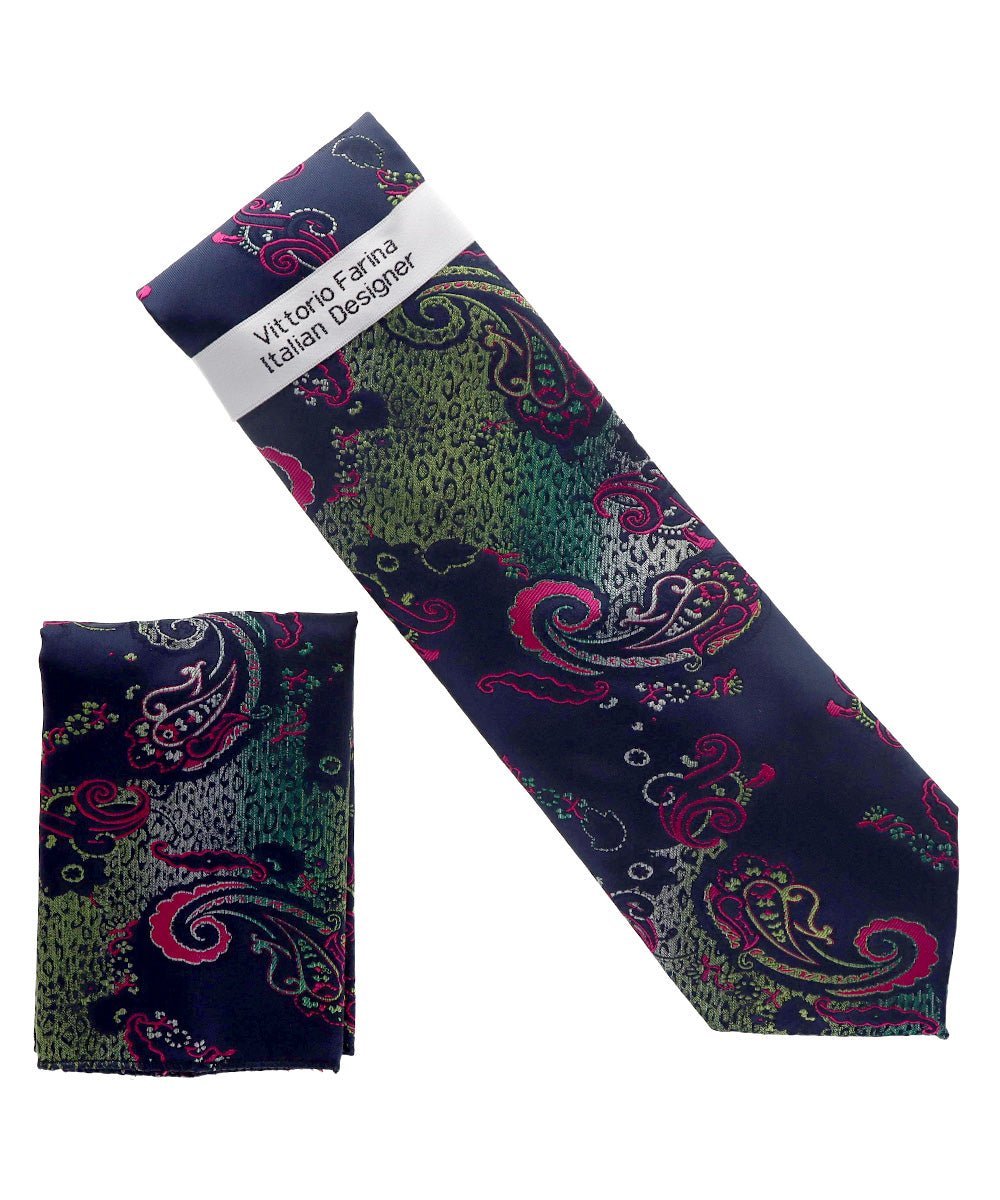 Paisley Design Necktie & Pocket Square by Vittorio Farina (NH-D_1468) for Independent Retail Stores by Dubal Brothers