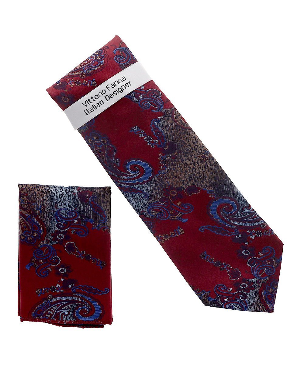 Paisley Design Necktie & Pocket Square by Vittorio Farina (NH-D_1469) for Independent Retail Stores by Dubal Brothers