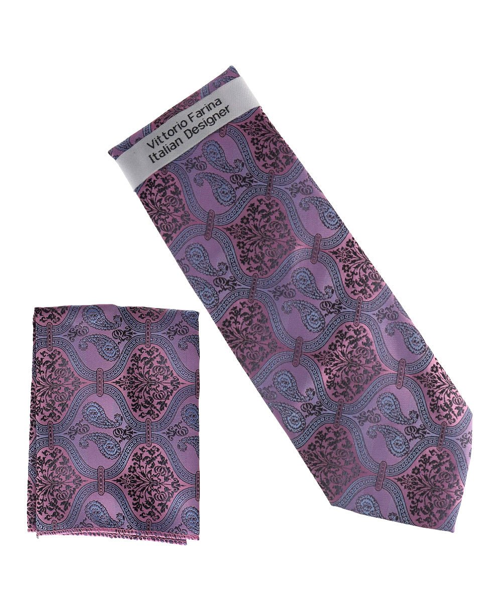 Paisley Design Necktie & Pocket Square by Vittorio Farina (NH-D_1490) for Independent Retail Stores by Dubal Brothers