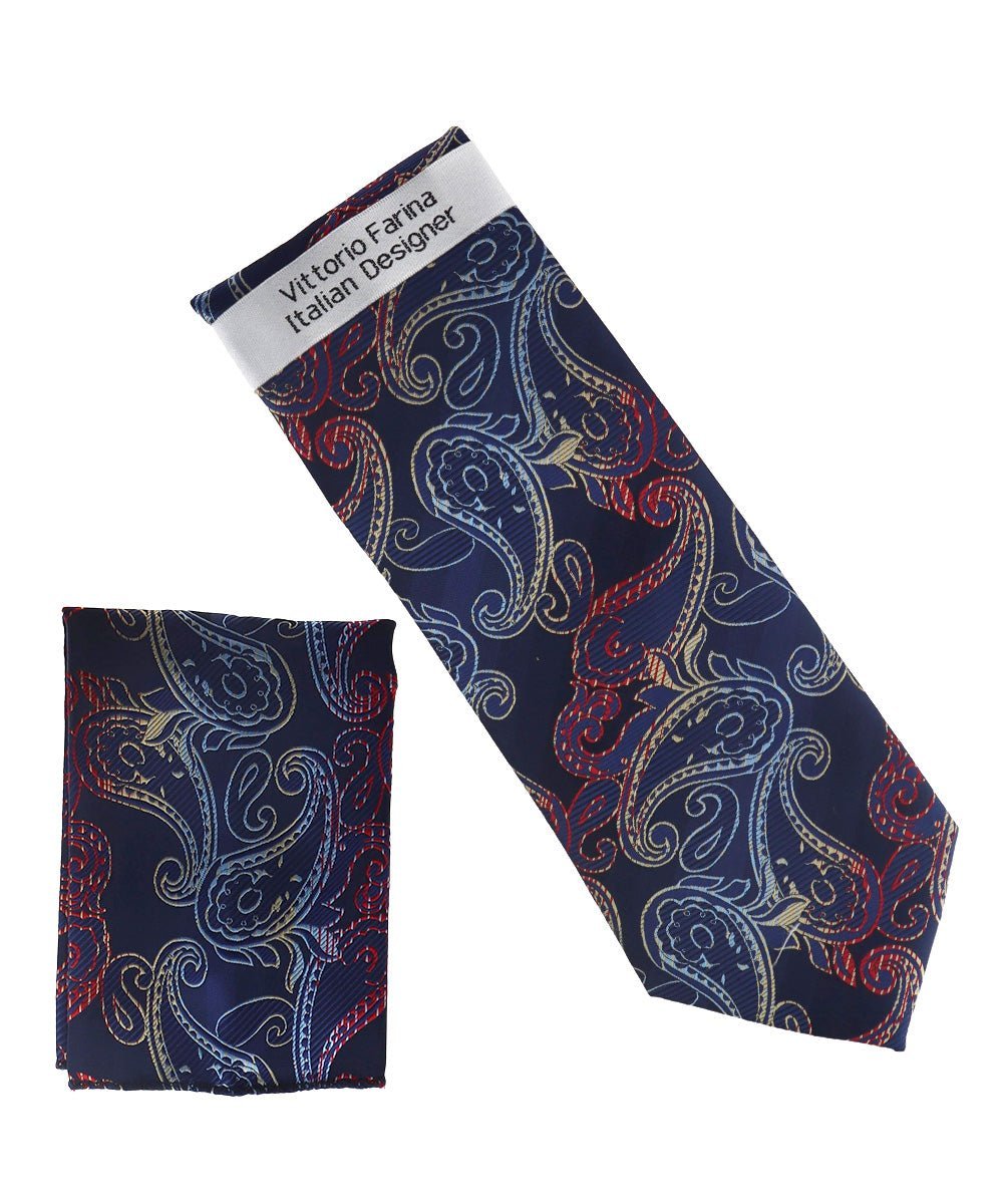 Paisley Design Necktie & Pocket Square by Vittorio Farina (NH-D_1498) for Independent Retail Stores by Dubal Brothers