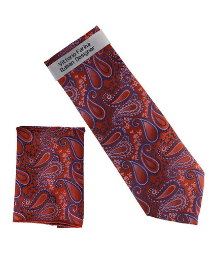 Paisley Design Necktie & Pocket Square by Vittorio Farina (NH-D_1503) for Independent Retail Stores by Dubal Brothers
