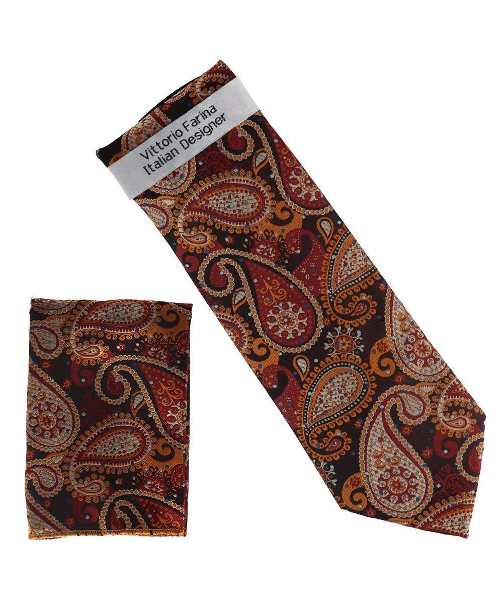 Paisley Design Necktie & Pocket Square by Vittorio Farina (NH-D_1509) for Independent Retail Stores by Dubal Brothers