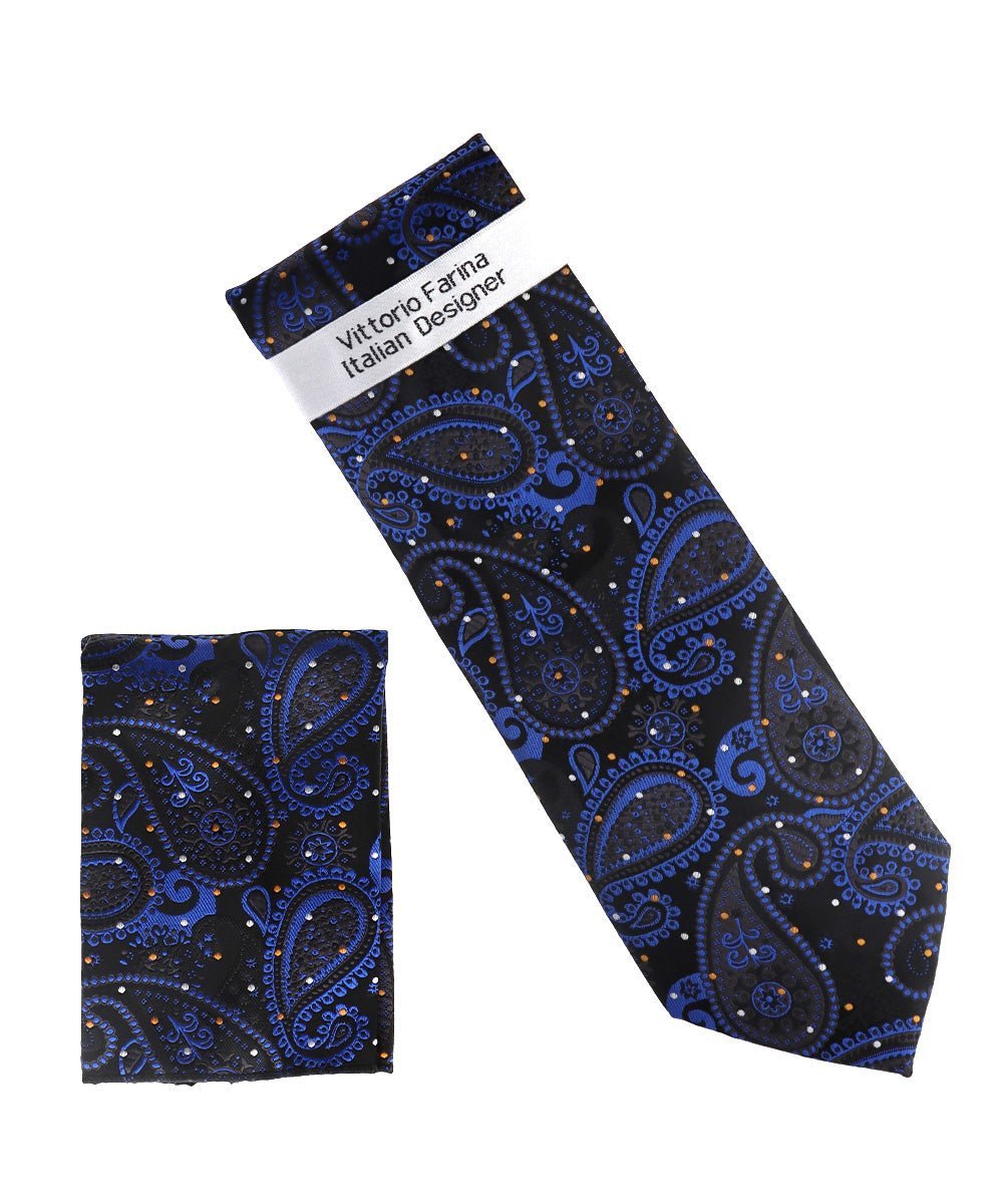 Paisley Design Necktie & Pocket Square by Vittorio Farina (NH-D_1510) for Independent Retail Stores by Dubal Brothers