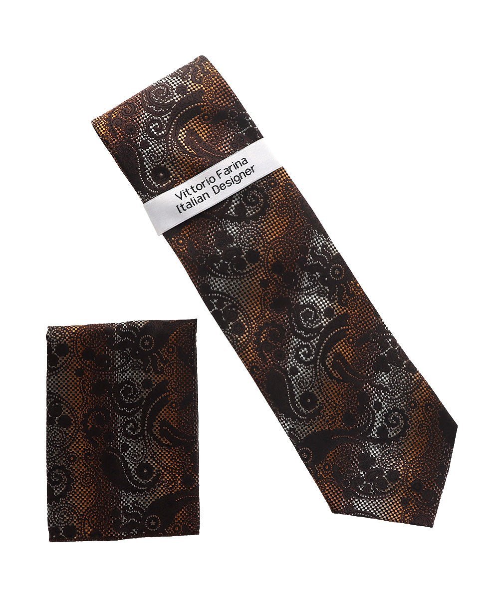 Paisley Design Necktie & Pocket Square by Vittorio Farina (NH-D_1514) for Independent Retail Stores by Dubal Brothers