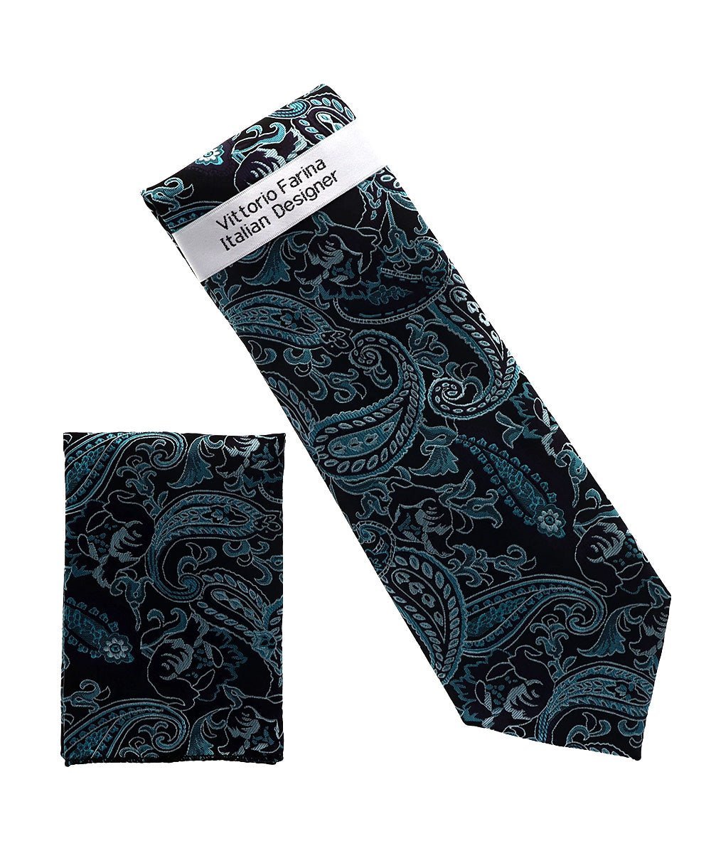 Paisley Design Necktie & Pocket Square by Vittorio Farina (NH-D_1518) for Independent Retail Stores by Dubal Brothers