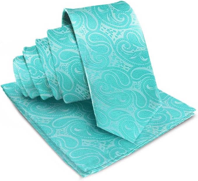 Paisley Necktie & Pocket Square by Vittorio Farina (NH - WP_AQUA) for Independent Retail Stores by Dubal Brothers