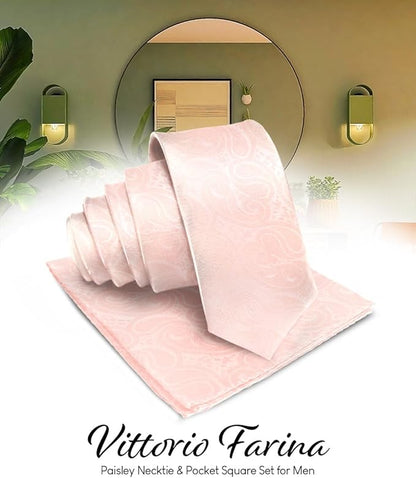 Paisley Necktie & Pocket Square by Vittorio Farina (NH - WP_BLUSH) for Independent Retail Stores by Dubal Brothers