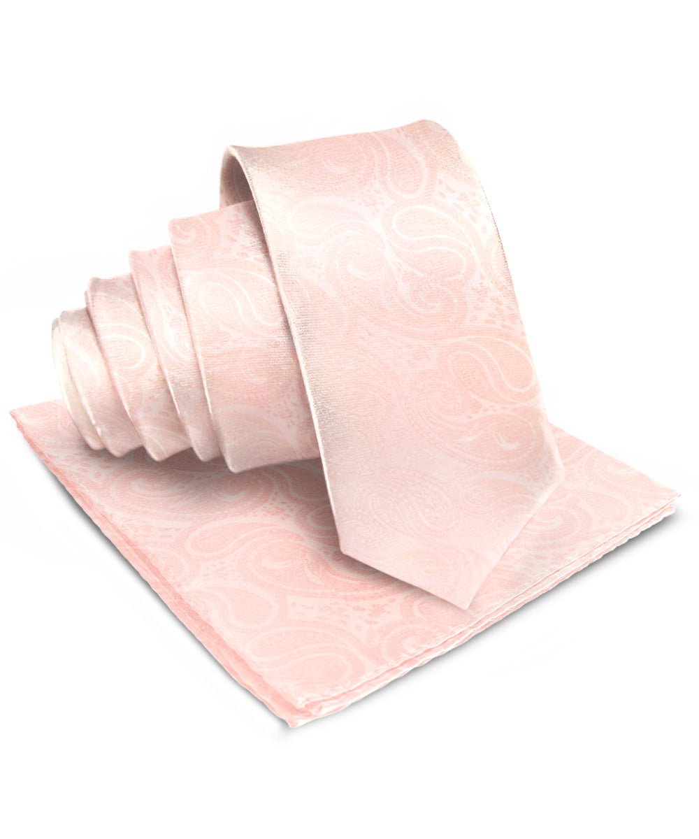 Paisley Necktie & Pocket Square by Vittorio Farina (NH - WP_BLUSH) for Independent Retail Stores by Dubal Brothers