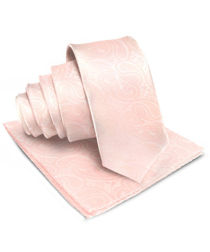 Paisley Necktie & Pocket Square by Vittorio Farina (NH - WP_BLUSH) for Independent Retail Stores by Dubal Brothers