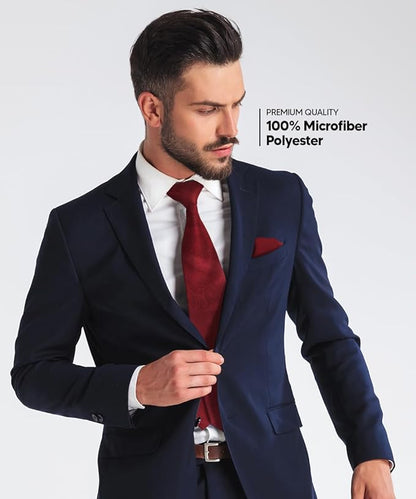 Paisley Necktie & Pocket Square by Vittorio Farina (NH - WP_BURGUNDY) for Independent Retail Stores by Dubal Brothers