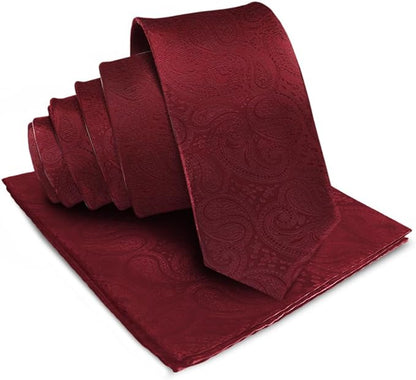 Paisley Necktie & Pocket Square by Vittorio Farina (NH - WP_BURGUNDY) for Independent Retail Stores by Dubal Brothers