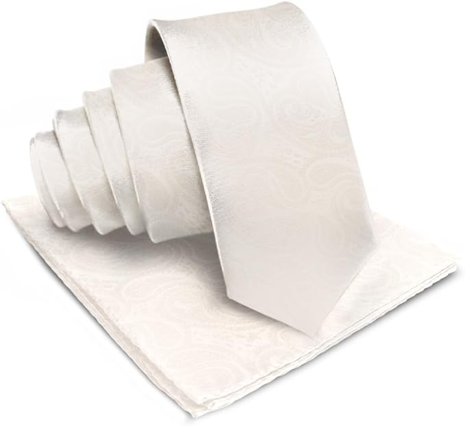 Paisley Necktie & Pocket Square by Vittorio Farina (NH - WP_IVORY) for Independent Retail Stores by Dubal Brothers