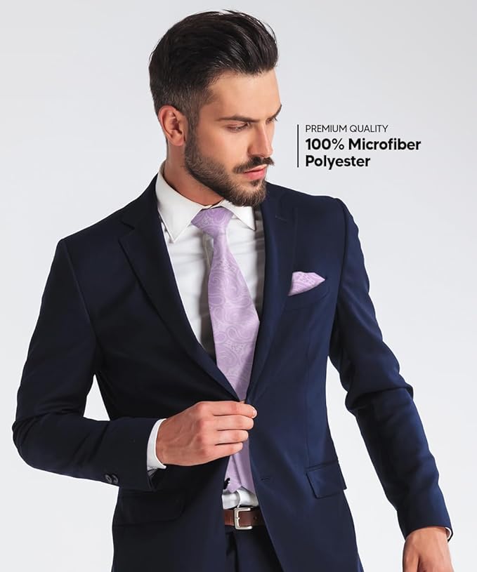 Paisley Necktie & Pocket Square by Vittorio Farina (NH - WP_LAVENDER) for Independent Retail Stores by Dubal Brothers