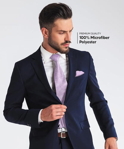 Paisley Necktie & Pocket Square by Vittorio Farina (NH - WP_LAVENDER) for Independent Retail Stores by Dubal Brothers