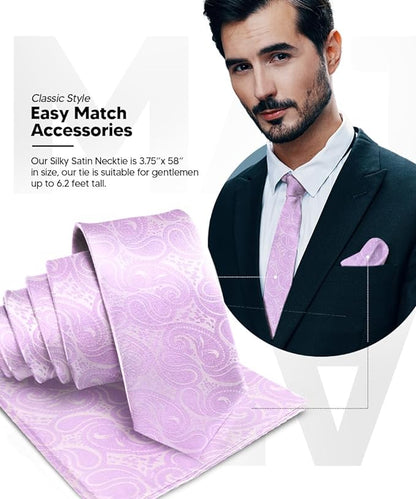 Paisley Necktie & Pocket Square by Vittorio Farina (NH - WP_LAVENDER) for Independent Retail Stores by Dubal Brothers