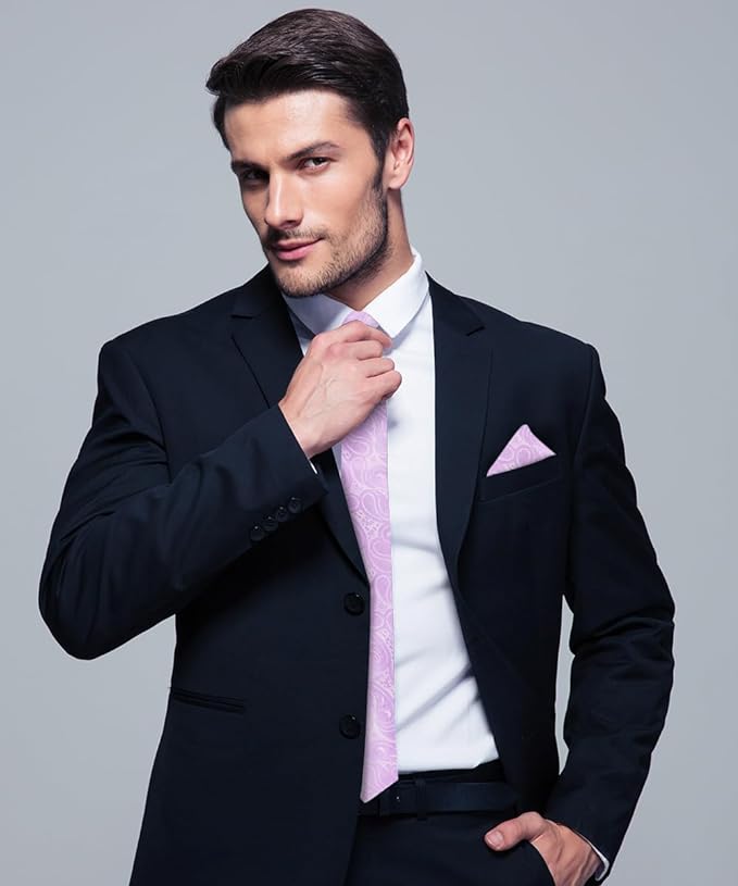 Paisley Necktie & Pocket Square by Vittorio Farina (NH - WP_LAVENDER) for Independent Retail Stores by Dubal Brothers