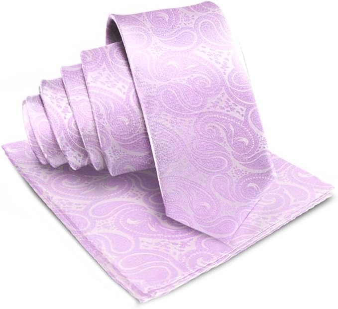 Paisley Necktie & Pocket Square by Vittorio Farina (NH - WP_LAVENDER) for Independent Retail Stores by Dubal Brothers