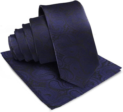 Paisley Necktie & Pocket Square by Vittorio Farina (NH - WP_NAVY) for Independent Retail Stores by Dubal Brothers