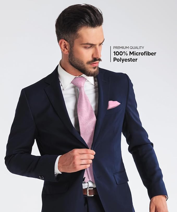 Paisley Necktie & Pocket Square by Vittorio Farina (NH - WP_PINK) for Independent Retail Stores by Dubal Brothers