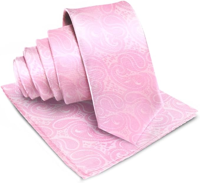 Paisley Necktie & Pocket Square by Vittorio Farina (NH - WP_PINK) for Independent Retail Stores by Dubal Brothers