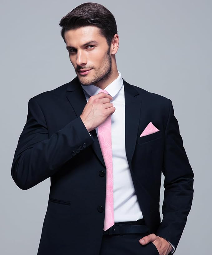 Paisley Necktie & Pocket Square by Vittorio Farina (NH - WP_PINK) for Independent Retail Stores by Dubal Brothers