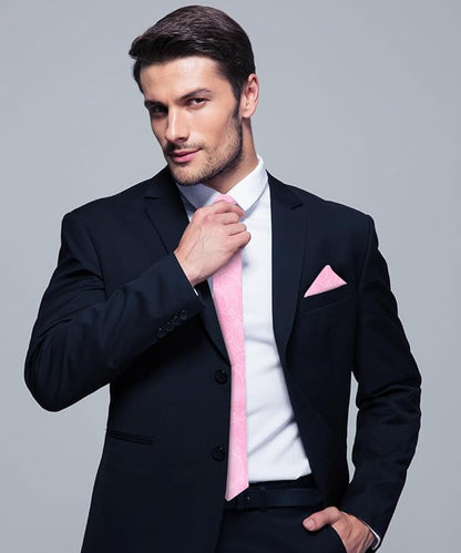 Paisley Necktie & Pocket Square by Vittorio Farina (NH - WP_PINK) for Independent Retail Stores by Dubal Brothers